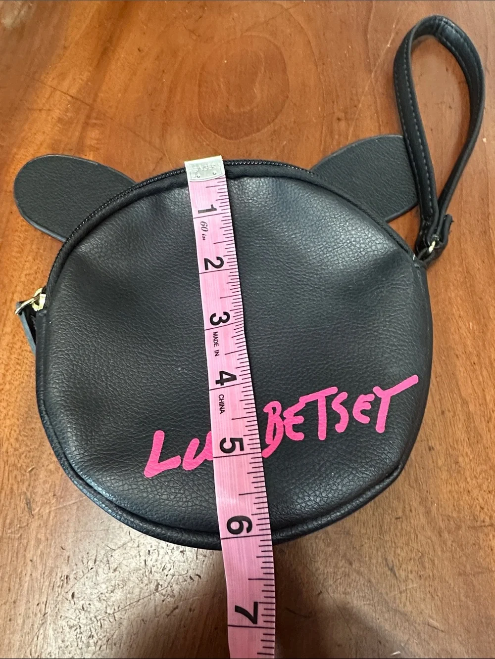 Betsey Johnson Puppy Face Wristlet with Pink Heart Nose